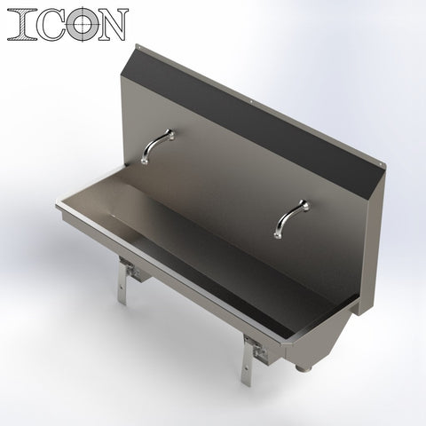 Twin-Station Knee-Operated Stainless Steel Sink
