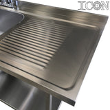 Double Bowl, Right Hand Drainer Catering Sink