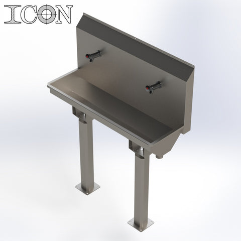 Twin-Station Sink with Non-Concussive Taps
