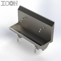 Twin-Station Knee-Operated Stainless Steel Sink