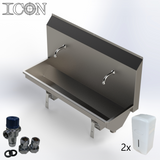 Twin-Station Knee-Operated Stainless Steel Sink