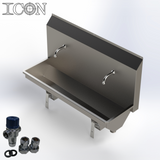 Twin-Station Knee-Operated Stainless Steel Sink