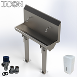 Twin-Station Knee-Operated Stainless Steel Sink