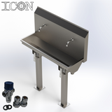 Twin-Station Knee-Operated Stainless Steel Sink