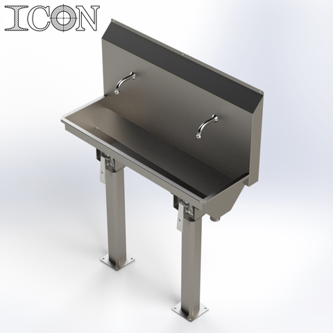 Twin-Station Knee-Operated Stainless Steel Sink