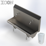 Twin-Station Knee-Operated Stainless Steel Sink