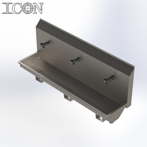 Triple-Station Sink with Non-Concussive Taps