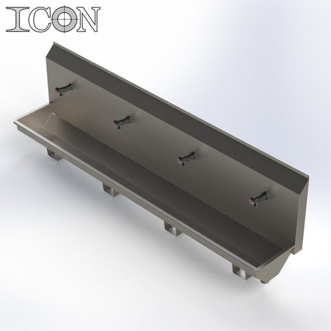 Four-Station Sink with Non-Concussive Taps