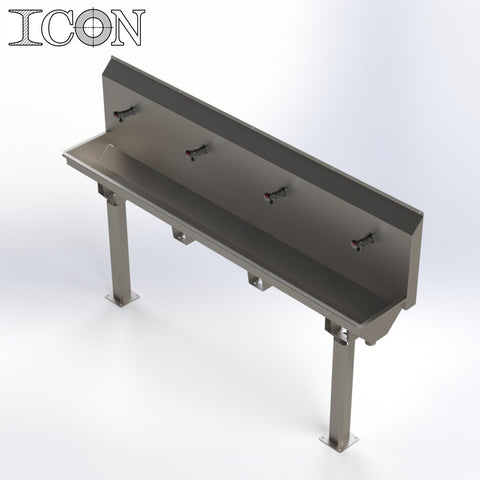 Four-Station Sink with Non-Concussive Taps