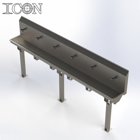 Six-Station Sink with Non-Concussive Taps