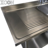 Single Bowl, Left Hand Drainer Catering Sink