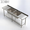 Double Bowl, Double Drainer Catering Sink