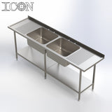 Double Bowl, Double Drainer Catering Sink