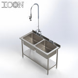 Double Bowl, No Drainer Catering Sink