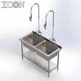 Double Bowl, No Drainer Catering Sink