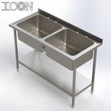 Double Bowl, No Drainer Catering Sink