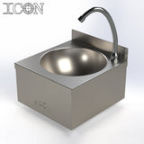 Wall-Mounted Push-Operated Sink Basin