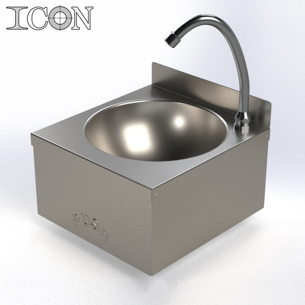 Wall-Mounted Push-Operated Sink Basin