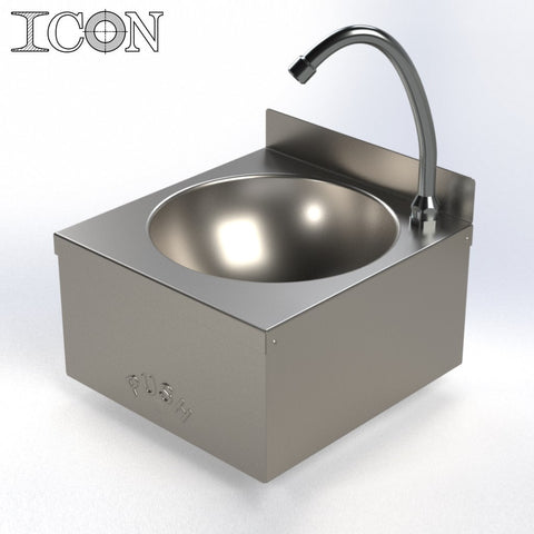 Wall-Mounted Push-Operated Sink Basin