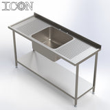 Single Bowl, Double Drainer Catering Sink