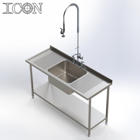 Single Bowl, Double Drainer Catering Sink