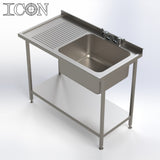 Single Bowl, Left Hand Drainer Catering Sink