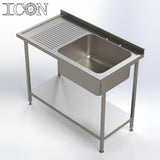 Single Bowl, Left Hand Drainer Catering Sink