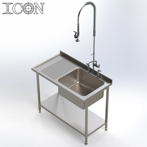 Single Bowl, Left Hand Drainer Catering Sink