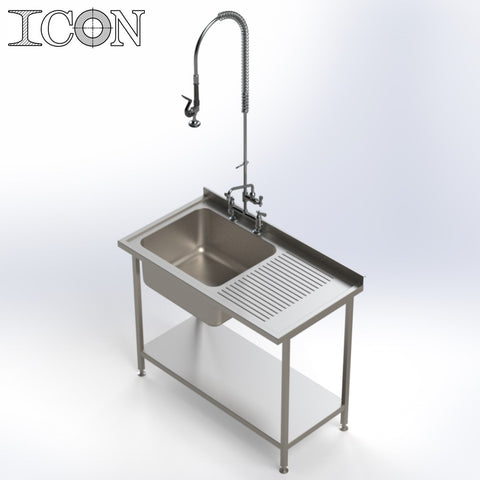 Single Bowl, Right Hand Drainer Catering Sink