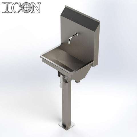 Single-Station Knee-Operated Stainless Steel Sink
