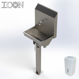 Single-Station Knee-Operated Stainless Steel Sink