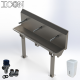 Triple-Station Sink with Infrared Sensor Taps