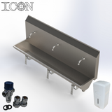 Triple-Station Knee-Operated Stainless Steel Sink