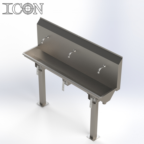 Triple-Station Knee-Operated Stainless Steel Sink