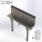 Triple-Station Knee-Operated Stainless Steel Sink