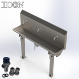 Triple-Station Knee-Operated Stainless Steel Sink