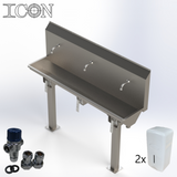 Triple-Station Knee-Operated Stainless Steel Sink