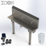 Triple-Station Knee-Operated Stainless Steel Sink