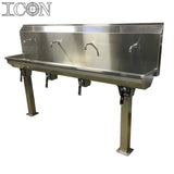 Four-Station Knee-Operated Stainless Steel Sink