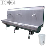 Triple-Station Knee-Operated Stainless Steel Sink